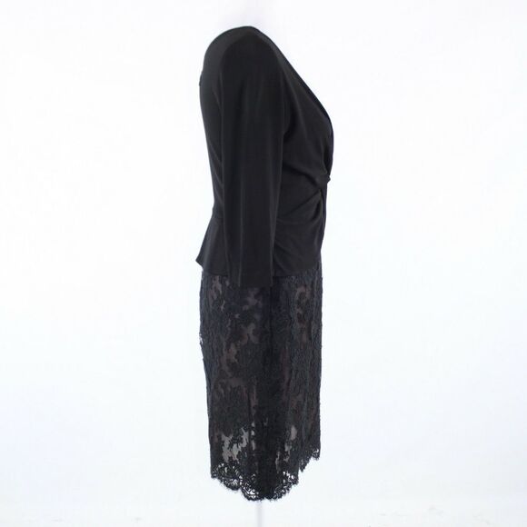 Black lace KEVAN HALL 1/2 sleeve peplum dress 10 - Picture 5 of 8